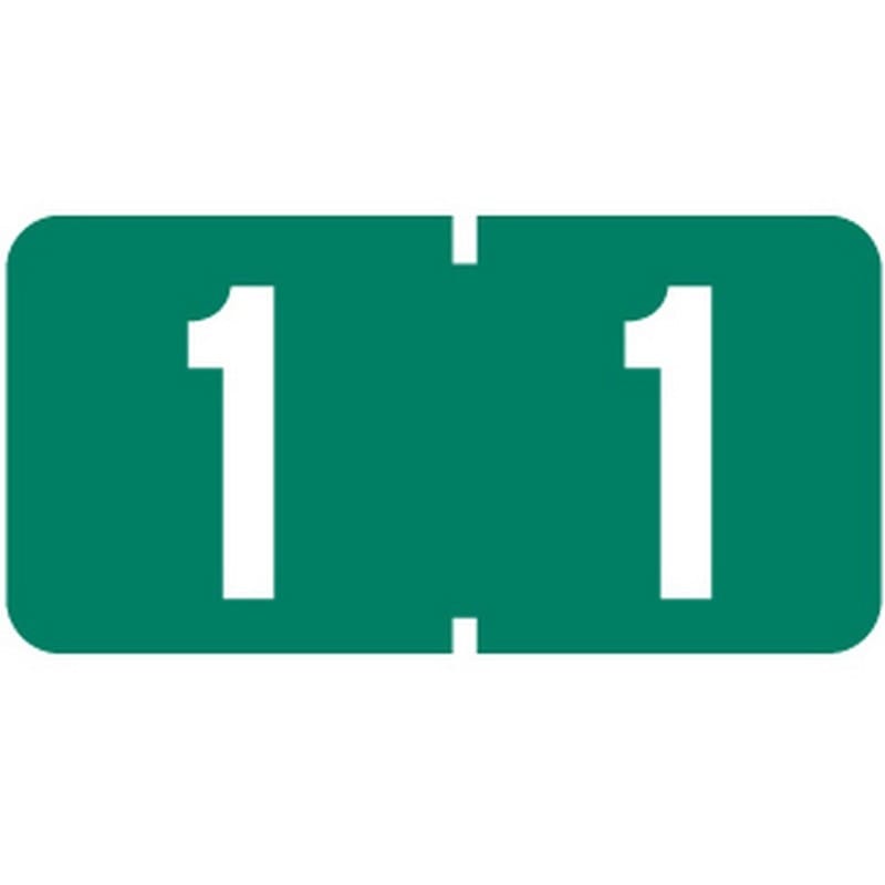 Tab Compatible Mini Numeric "1" Labels, Vinyl Kimdura Stock, 1/2" X 1" Individual Numbers - Roll of 1000