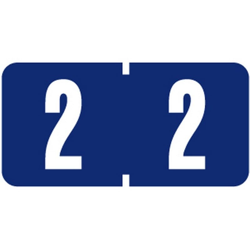 Tab Compatible Mini Numeric "2" Labels, Vinyl Kimdura Stock, 1/2" X 1" Individual Numbers - Roll of 1000