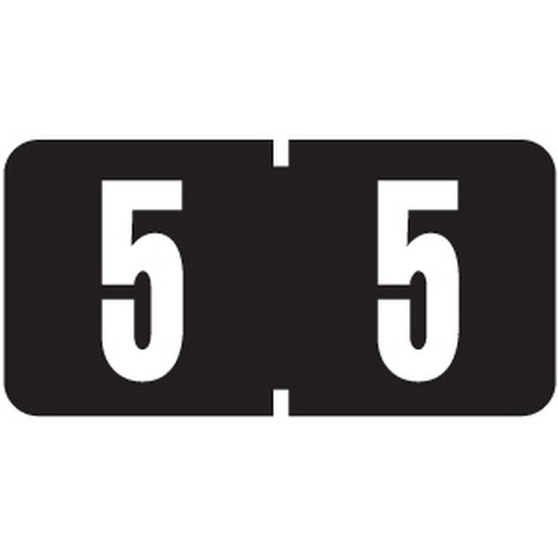 Tab Compatible Mini Numeric "5" Labels, Vinyl Kimdura Stock, 1/2" X 1" Individual Numbers - Roll of 1000