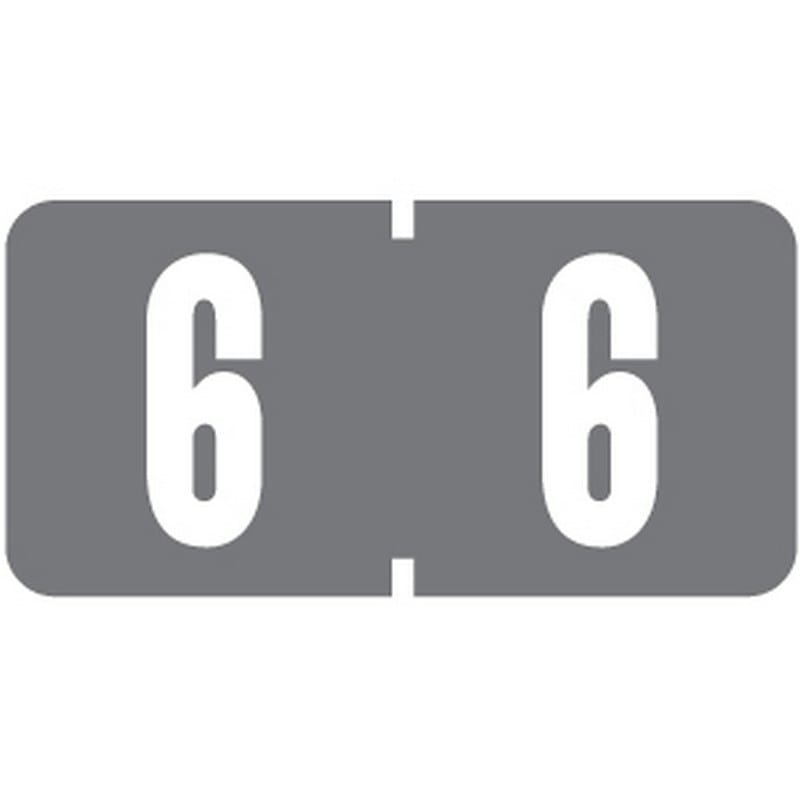 Tab Compatible Mini Numeric "6" Labels, Vinyl Kimdura Stock, 1/2" X 1" Individual Numbers - Roll of 1000