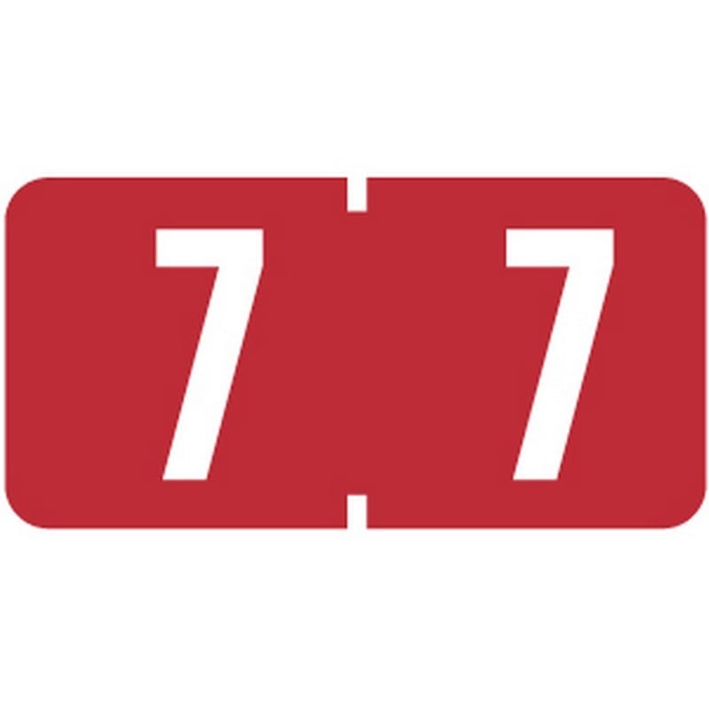 Tab Compatible Mini Numeric "7" Labels, Vinyl Kimdura Stock, 1/2" X 1" Individual Numbers - Roll of 1000