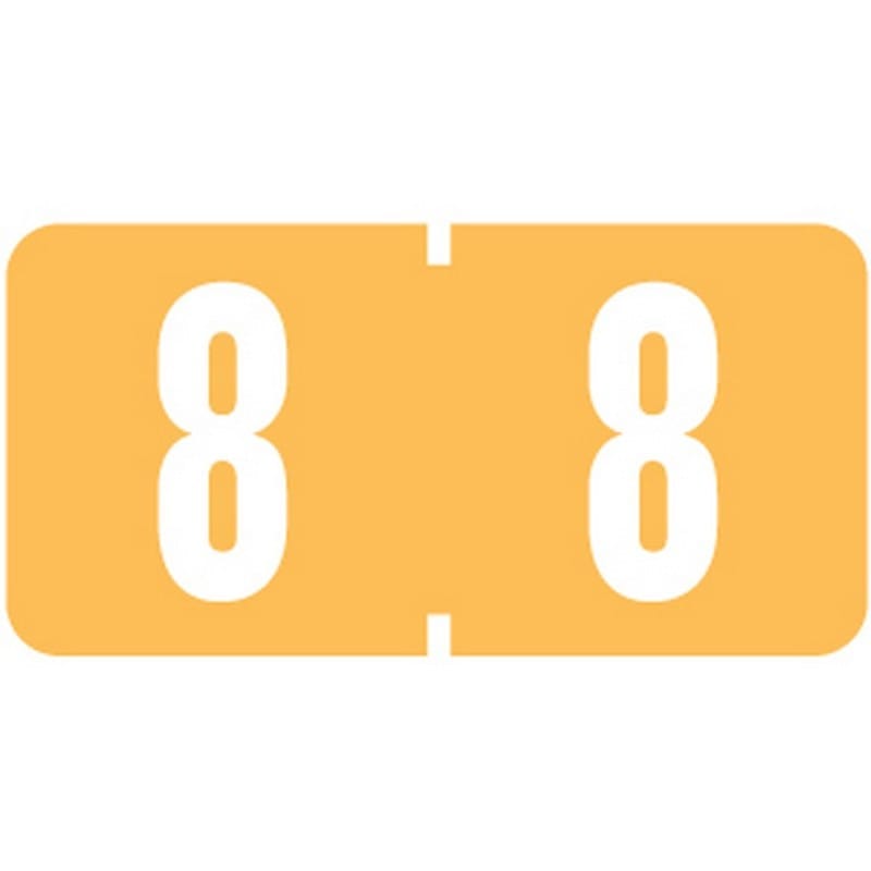 Tab Compatible Mini Numeric "8" Labels, Vinyl Kimdura Stock, 1/2" X 1" Individual Numbers - Roll of 1000