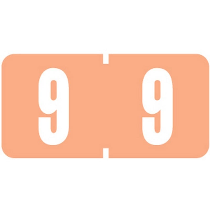 Tab Compatible Mini Numeric "9" Labels, Vinyl Kimdura Stock, 1/2" X 1" Individual Numbers - Roll of 1000