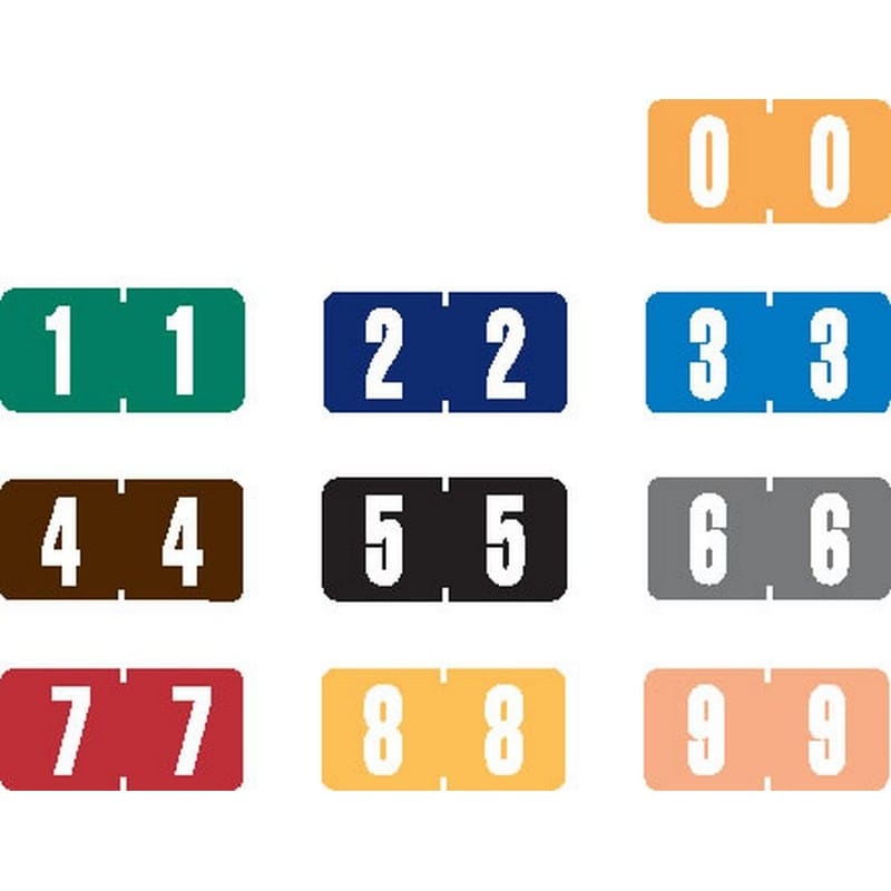 Tab Compatible Mini Numeric Labels, Vinyl Kimdura Stock, 1/2" X 1", Starter Set - 10 Rolls of 1000 - Image 2