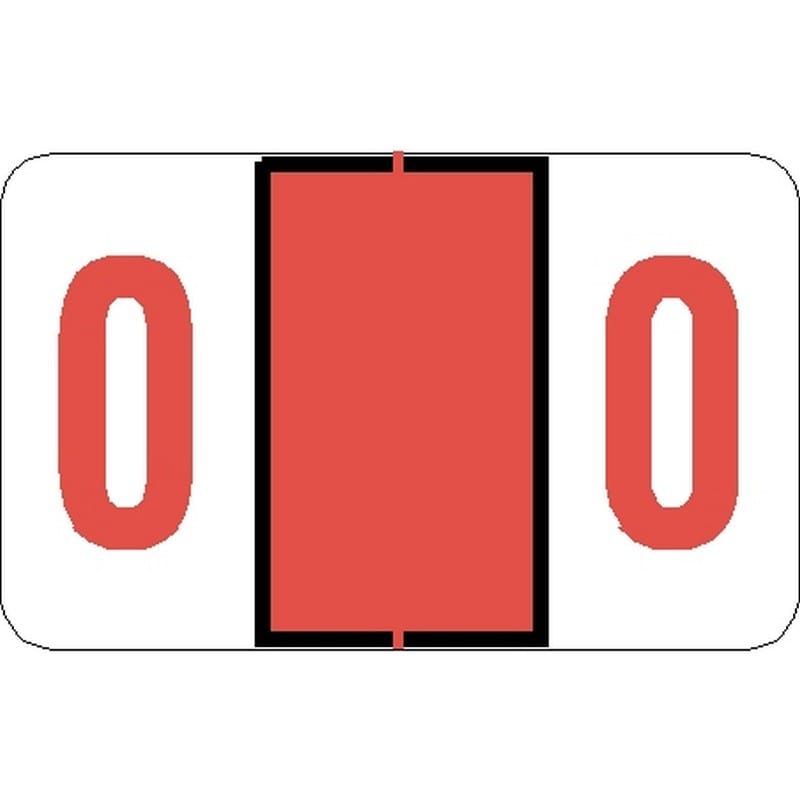 Tab Compatible Numeric "0" Labels, Laminated Stock, 1" X 1.25" Individual Numbers - Roll of 500