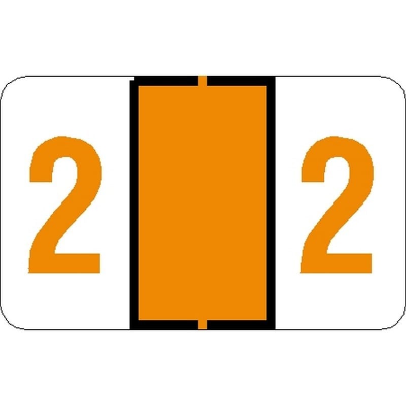 Tab Compatible Numeric "2" Labels, Laminated Stock, 1" X 1.25" Individual Numbers - Roll of 500