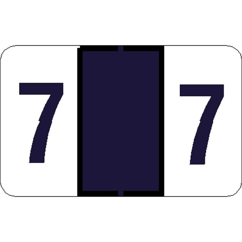 Tab Compatible Numeric "7" Labels, Laminated Stock, 1" X 1.25" Individual Numbers - Roll of 500