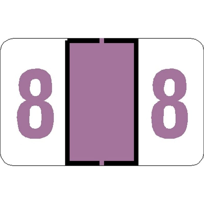 Tab Compatible Numeric "8" Labels, Laminated Stock, 1" X 1.25" Individual Numbers - Roll of 500