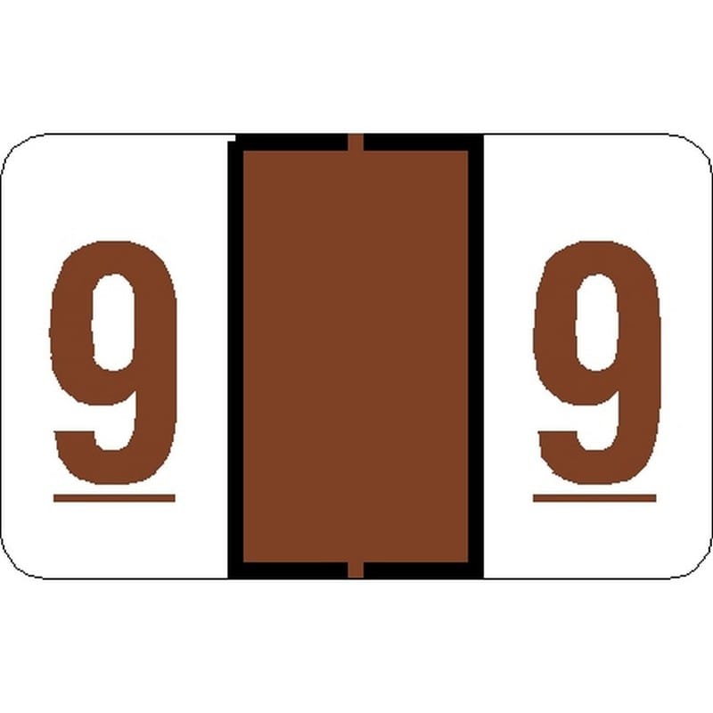 Tab Compatible Numeric "9" Labels, Laminated Stock, 1" X 1.25" Individual Numbers - Roll of 500