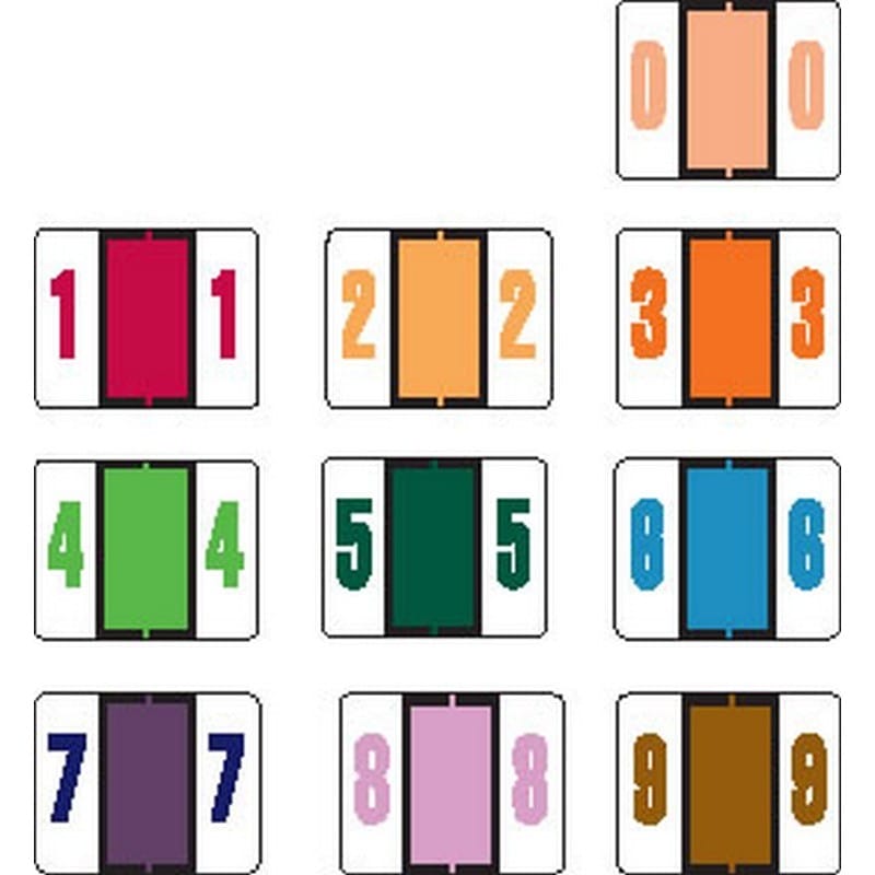 Tab Compatible Numeric Labels, Vinyl Stock, 1" X 1.25" Individual Numbers - Roll of 500