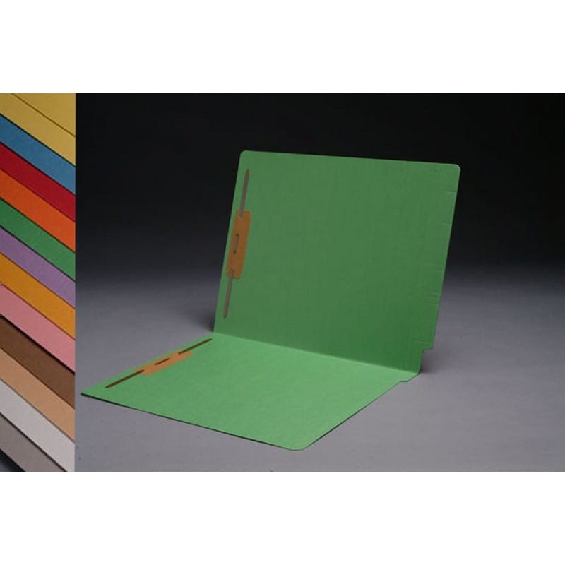 11pt Green Folders, Full Cut 2-Ply END TAB, Letter Size, Fastener Pos #1 & #3 (Box of 50)