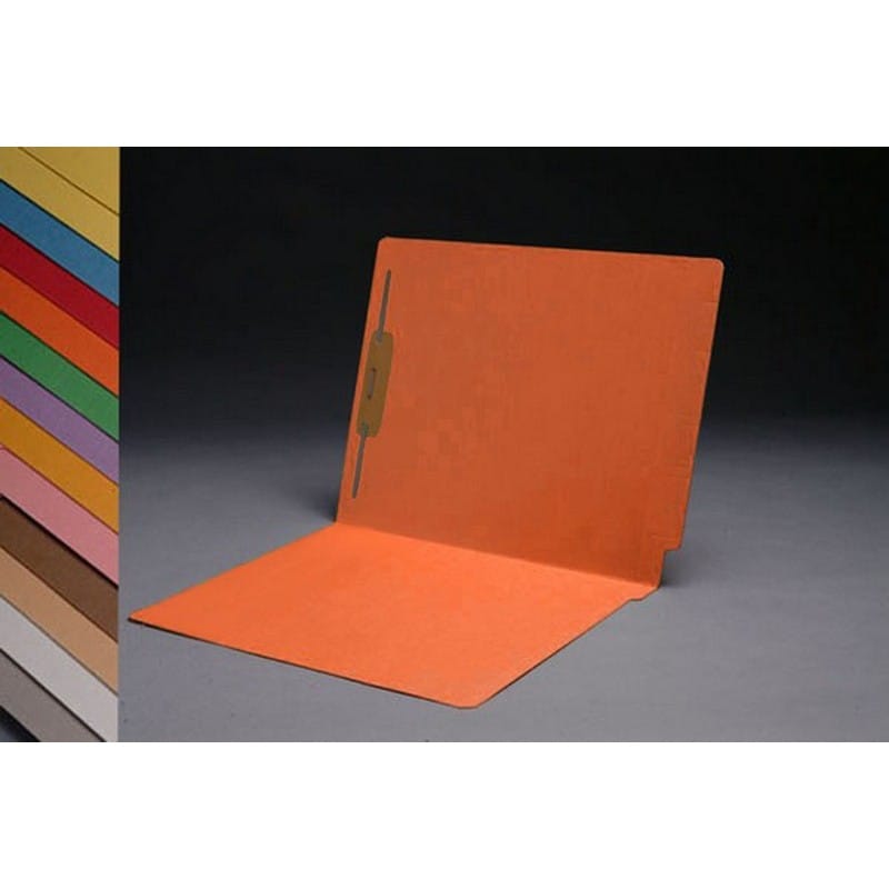 14pt Orange Folders, Full Cut 2-Ply END TAB, Letter Size, Fastener Pos #1 (Box of 50) - Image 2