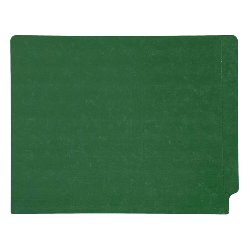 14pt Dark Green Folders, Full Cut 2-Ply END TAB, Letter Size, Fastener Pos #1 (Box of 50)