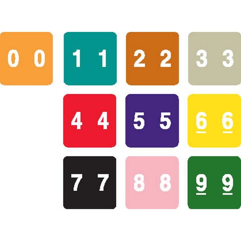 Sav-Tyme 1700 Compatible Numeric Labels, Laminated Stock, 1-1/2" X 1-1/2" Individual Numbers - Roll of 500