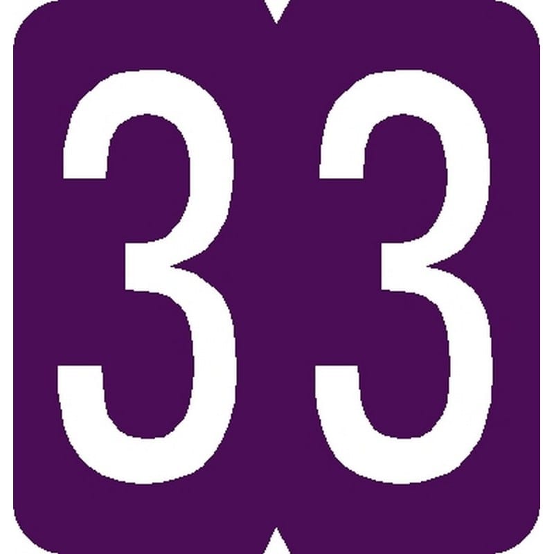 GBS Compatible Numeric "3" Labels, Laminated Stock, 1-5/16" X 1-1/4" Individual Numbers - Roll of 500