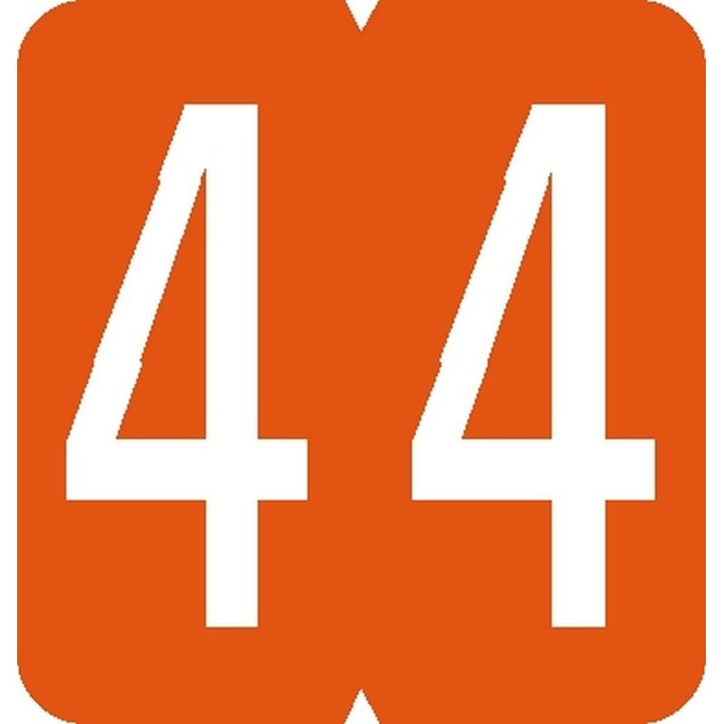 GBS Compatible Numeric "4" Labels, Laminated Stock, 1-5/16" X 1-1/4" Individual Numbers - Roll of 500