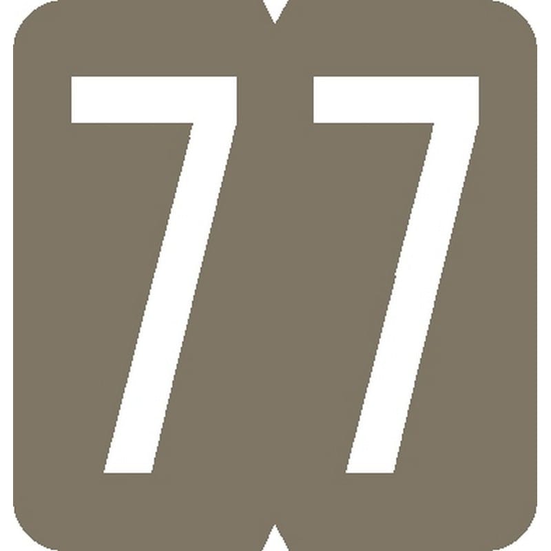 GBS Compatible Numeric "7" Labels, Laminated Stock, 1-5/16" X 1-1/4" Individual Numbers - Roll of 500