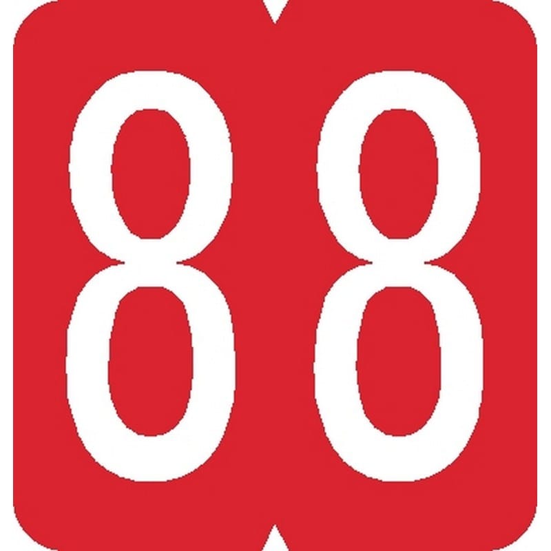 GBS Compatible Numeric "8" Labels, Laminated Stock, 1-5/16" X 1-1/4" Individual Numbers - Roll of 500