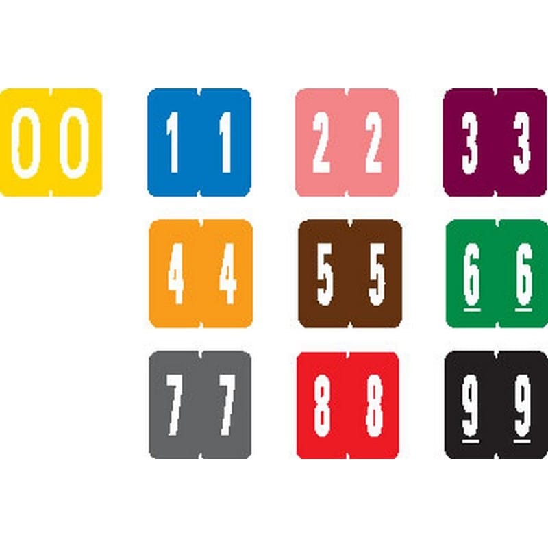 GBS Compatible Numeric Labels, Laminated Stock, 1-5/16" X 1-1/4" Individual Numbers - Roll of 500