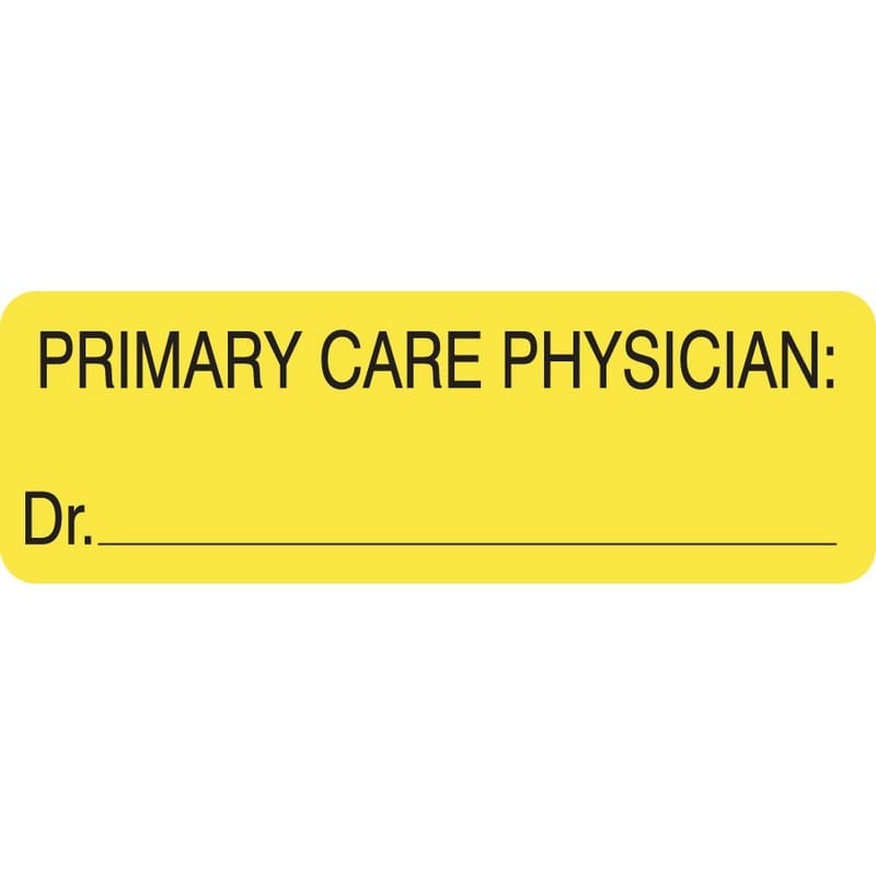 Chart Labels, PRIMARY CARE PHYSICIAN - Fl Chartreuse, 3" X 1" (Roll of 250) - Image 2