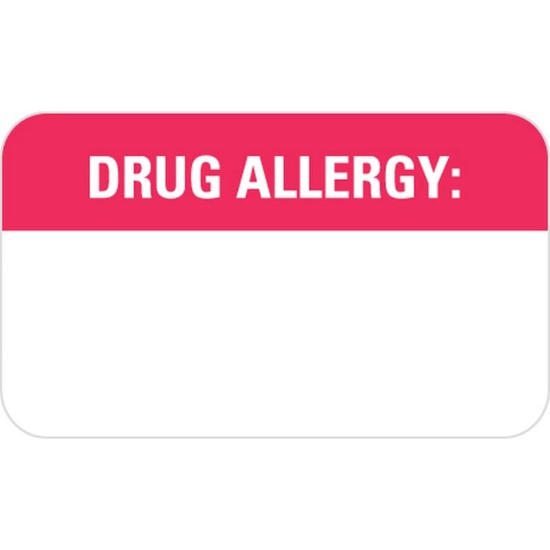 Allergy Warning Labels, Drug Allergy: - Red/White, 1-1/2" X 7/8" (Roll of 250) - Image 2