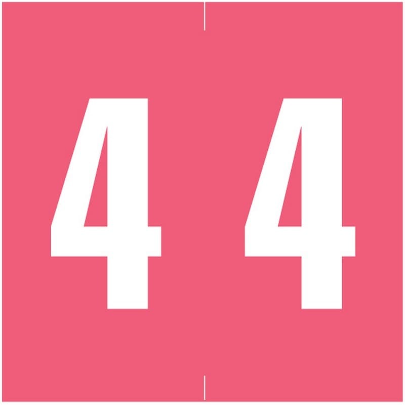 IEC/AFV Compatible Numeric "4" Labels, Laminated Stock, 1-7/8" X 1-7/8" Individual Numbers - Roll of 500
