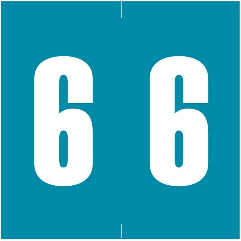 IEC/AFV Compatible Numeric "6" Labels, Laminated Stock, 1-7/8" X 1-7/8" Individual Numbers - Roll of 500