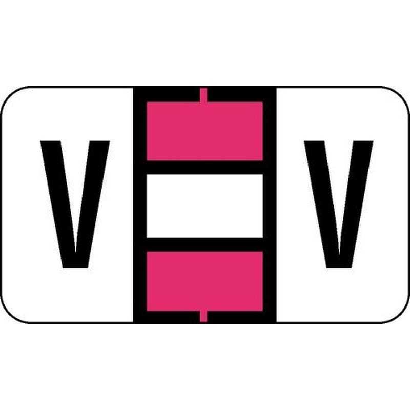 Jeter 2500 Compatible "V" Labels, Laminated Stock, 15/16" X 1-5/8" Individual Letters - Roll of 500
