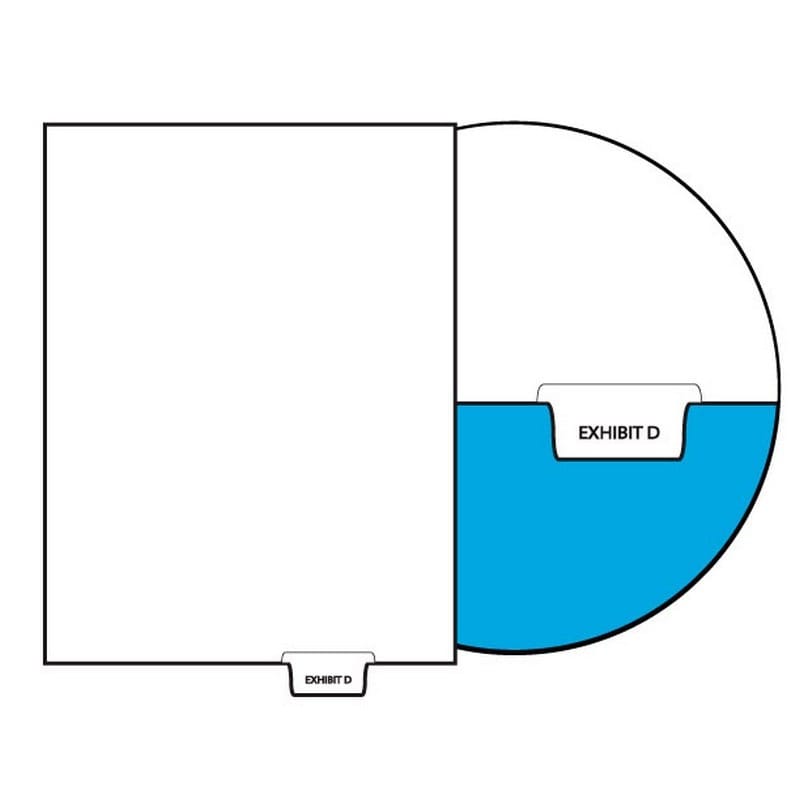 Letter Exhibit D Legal Index Divider Sets, Letter Size Bottom Tab, 1/5th Cut, 25 Tabs per Set (Box of 10 Sets)