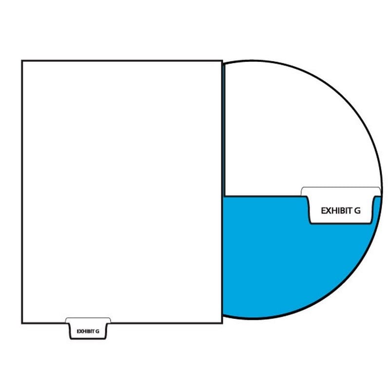 Letter Exhibit G Legal Index Divider Sets, Letter Size Bottom Tab, 1/5th Cut, 25 Tabs per Set (Box of 10 Sets)
