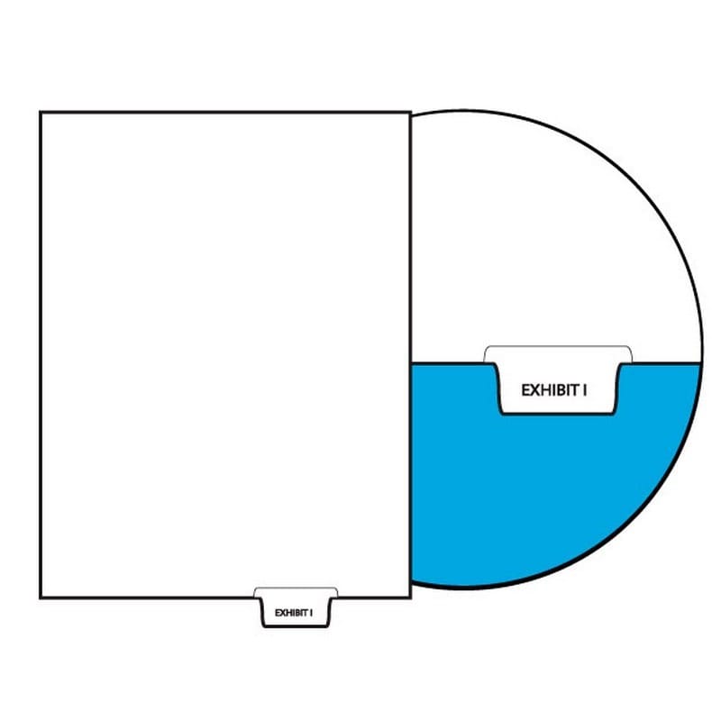 Letter Exhibit I Legal Index Divider Sets, Letter Size Bottom Tab, 1/5th Cut, 25 Tabs per Set (Box of 10 Sets)