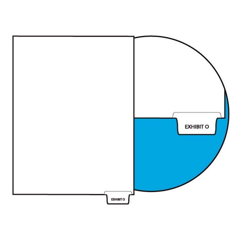 Letter Exhibit O Legal Index Divider Sets, Letter Size Bottom Tab, 1/5th Cut, 25 Tabs per Set (Box of 10 Sets)