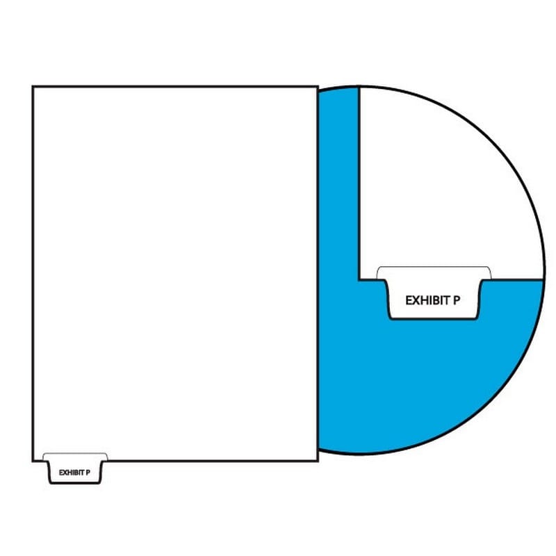 Letter Exhibit P Legal Index Divider Sets, Letter Size Bottom Tab, 1/5th Cut, 25 Tabs per Set (Box of 10 Sets)