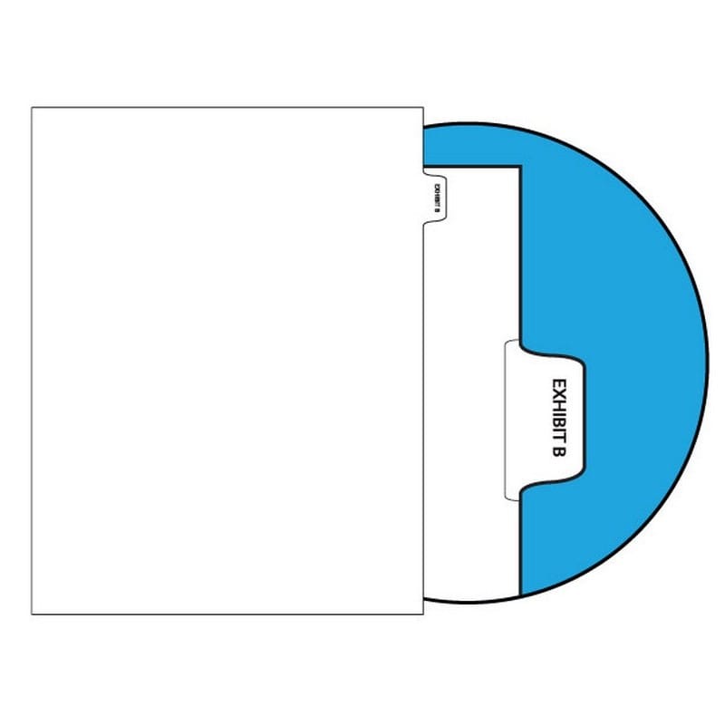 Letter Exhibit B Legal Index Divider Sets, Letter Size Side Tab, 1/10th Cut, 25 Tabs per Set (Box of 10 Sets)