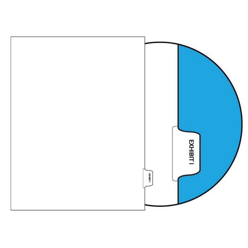 Letter Exhibit I Legal Index Divider Sets, Letter Size Side Tab, 1/10th Cut, 25 Tabs per Set (Box of 10 Sets)