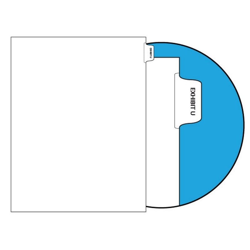 Letter Exhibit U Legal Index Divider Sets, Letter Size Side Tab, 1/10th Cut, 25 Tabs per Set (Box of 10 Sets)