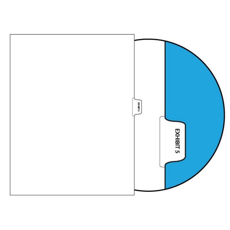 Number Exhibit 5 Legal Index Divider Sets, Letter Size Side Tab, 1/10th Cut, 25 Tabs per Set (Box of 10 Sets)