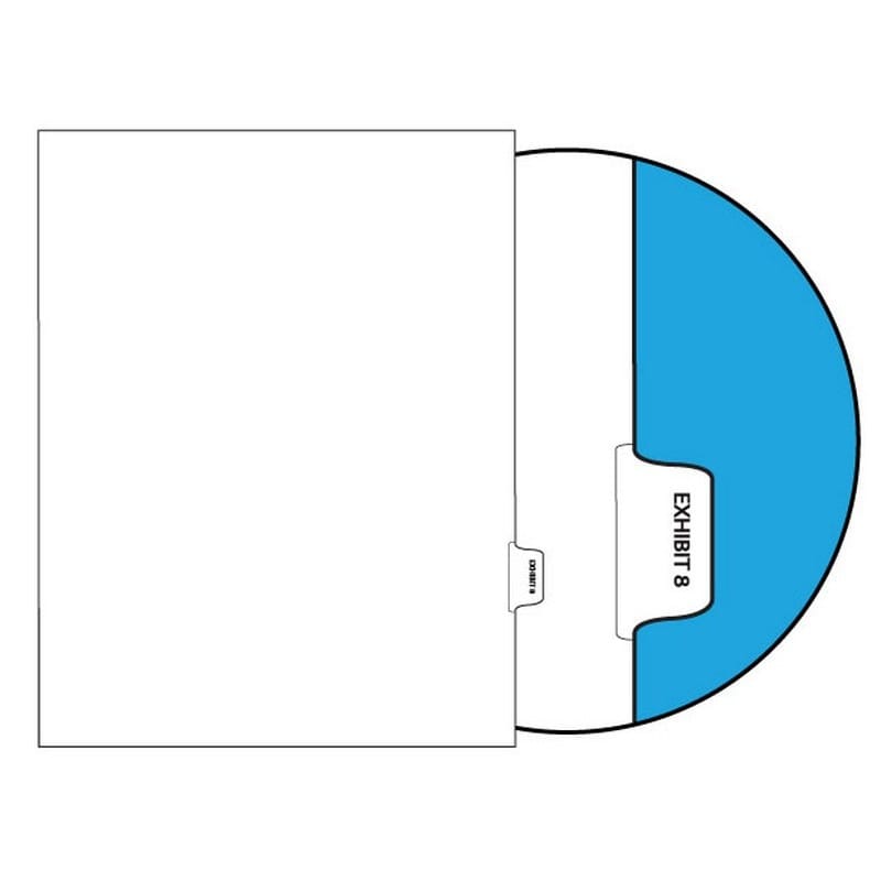 Number Exhibit 8 Legal Index Divider Sets, Letter Size Side Tab, 1/10th Cut, 25 Tabs per Set (Box of 10 Sets)