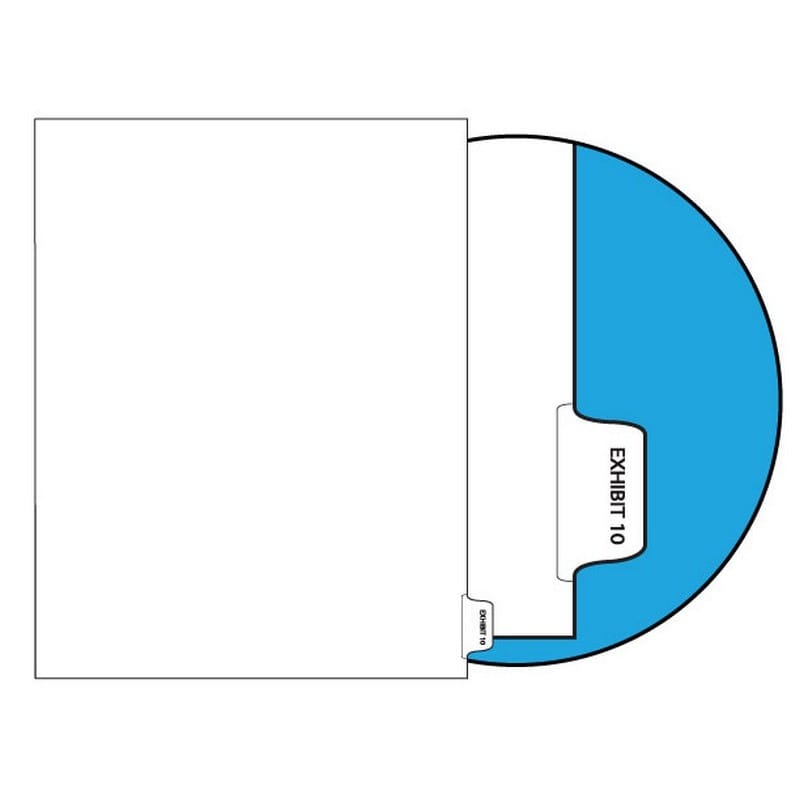 Number Exhibit 10 Legal Index Divider Sets, Letter Size Side Tab, 1/10th Cut, 25 Tabs per Set (Box of 10 Sets)