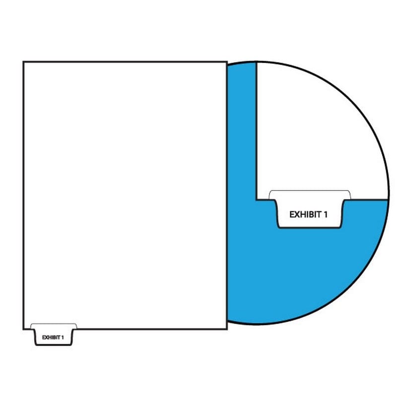 Number Exhibit 1 Legal Index Divider Sets, Letter Size Bottom Tab, 1/5th Cut, 25 Tabs per Set (Box of 10 Sets)