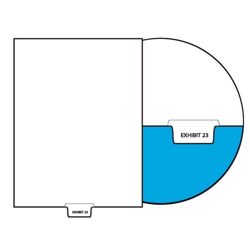 Number Exhibit 23 Legal Index Divider Sets, Letter Size Bottom Tab, 1/5th Cut, 25 Tabs per Set (Box of 10 Sets)