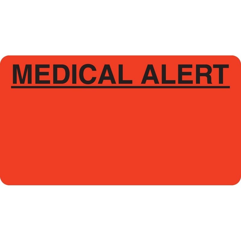 Attention/Alert Labels, MEDICAL ALERT - Fl Red, 3-1/4" X 1-3/4" (Roll of 250) - Image 2