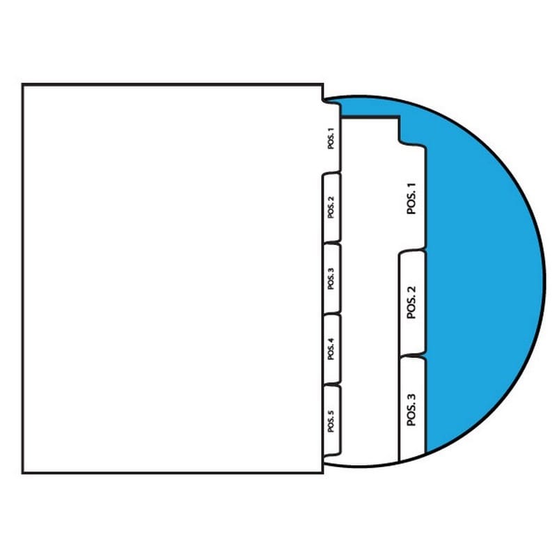 Numbers POS. 1-5 Legal Index Divider Sets, Letter Size Side Tab, 1/5th Cut, 25 Tabs per Set (Box of 10 Sets)