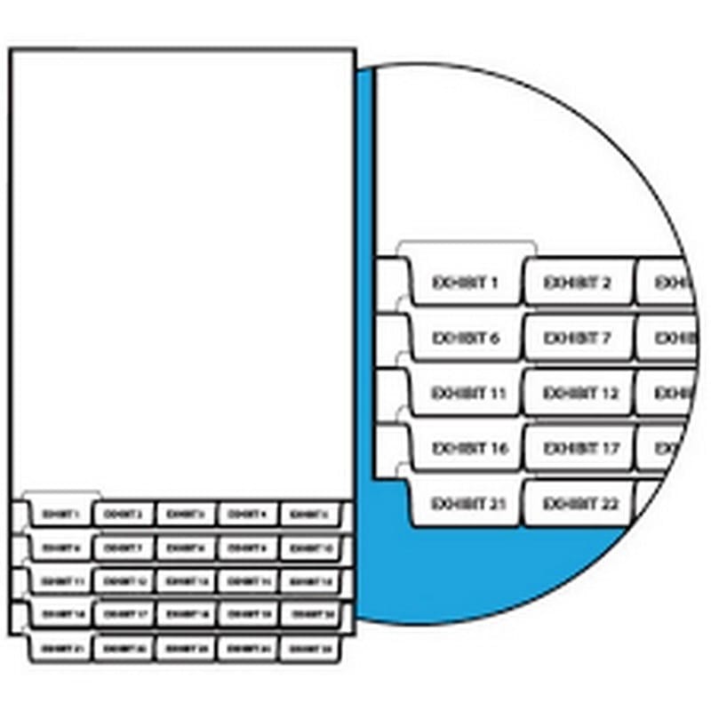 1/5th Collated Legal Index Divider Sets, Letter Size Bottom Tab, 1/5th Cut, 25 Tabs per Set (Box of 10 Sets)