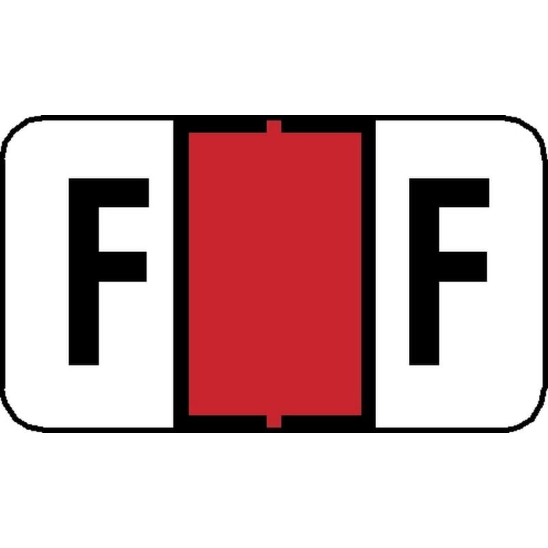 Jeter 7200 Compatible "F" Labels, Laminated Stock, 15/16" X 1-5/8", Individual Letters - Pack of 225