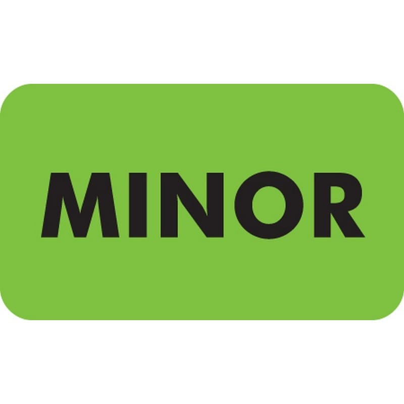 Chart Labels, MINOR - Fl Green, 1-1/2" X 7/8" (Roll of 250)