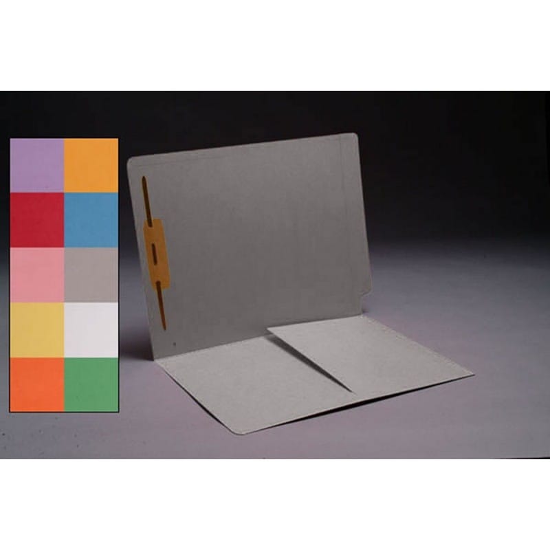 11pt Gray Folders, Full Cut END TAB, Letter Size, 1/2 Pocket Inside Front, Fastener Pos #1 (Box of 50) - Image 2