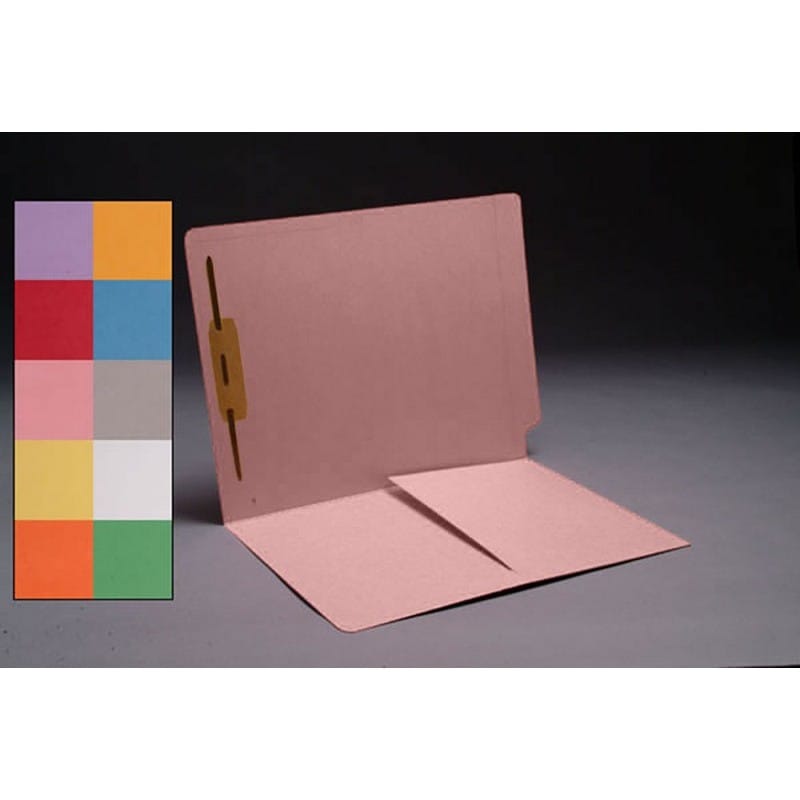 11pt Pink Folders, Full Cut END TAB, Letter Size, 1/2 Pocket Inside Front, Fastener Pos #1 (Box of 50) - Image 2