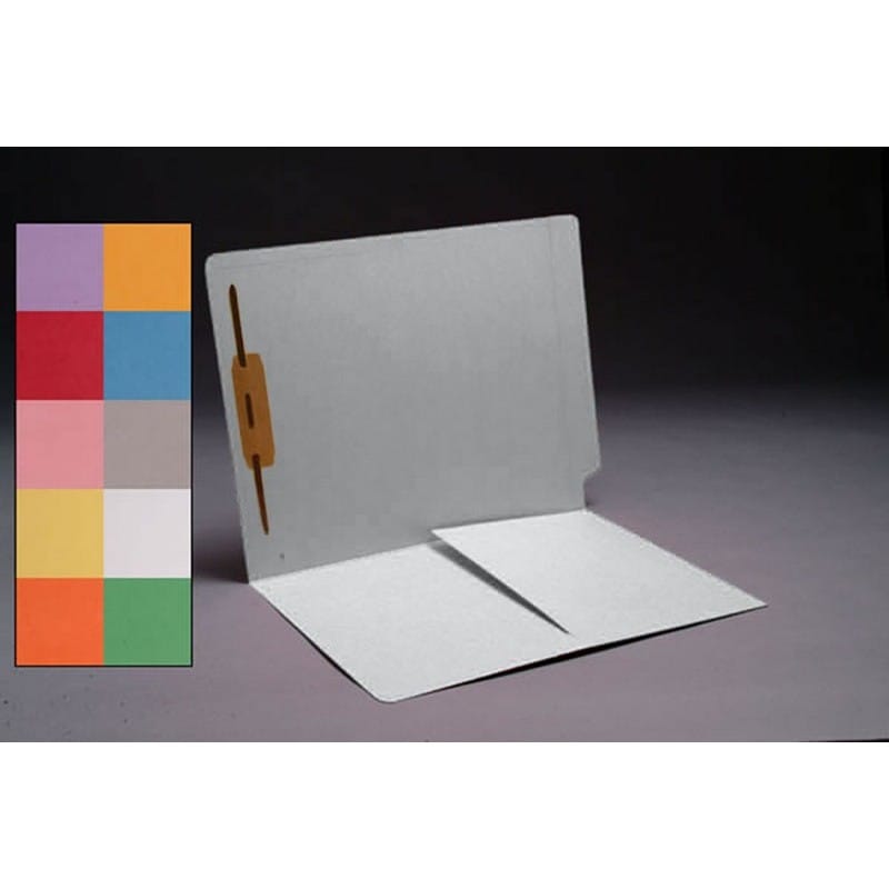 11pt White Folders, Full Cut END TAB, Letter Size, 1/2 Pocket Inside Front, Fastener Pos #1 (Box of 50)