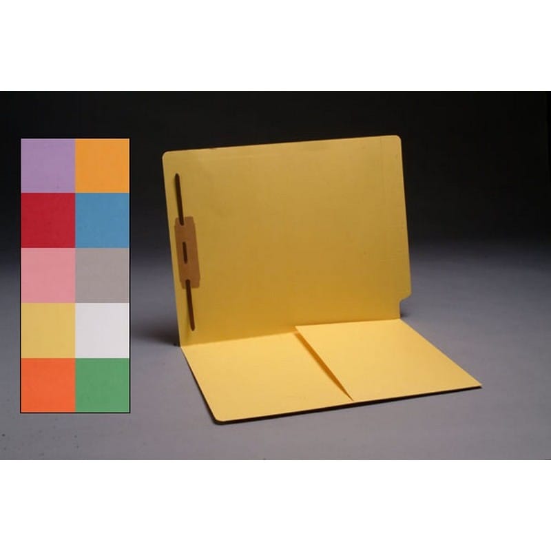 11pt Yellow Folders, Full Cut END TAB, Letter Size, 1/2 Pocket Inside Front, Fastener Pos #1 (Box of 50) - Image 2